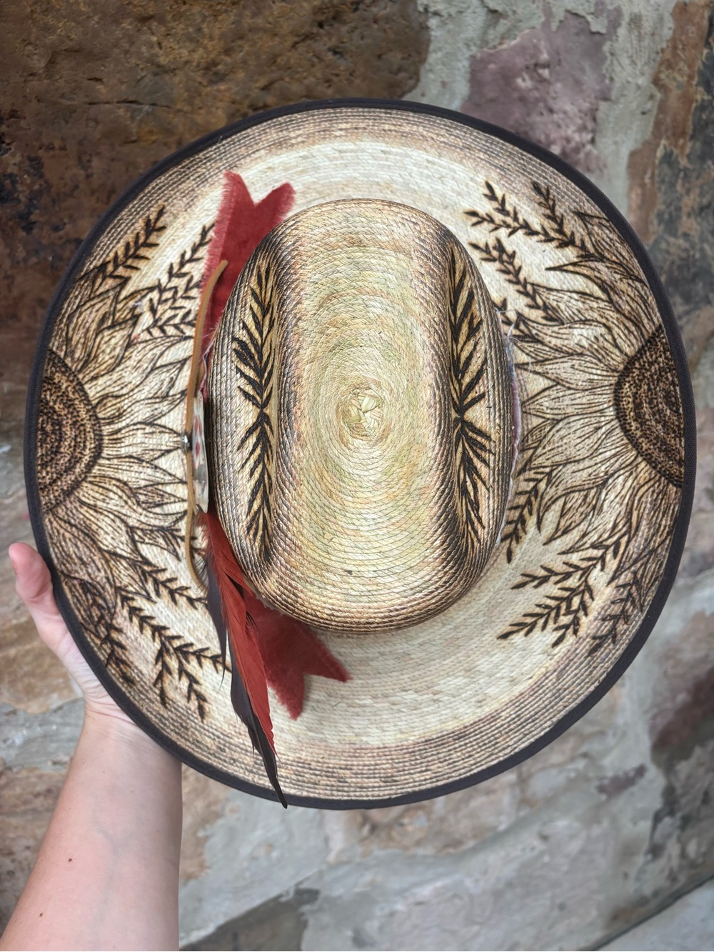 New Charlie 1 horse Hand burned hat Sz 7 1/8 - Picture 6 of 9